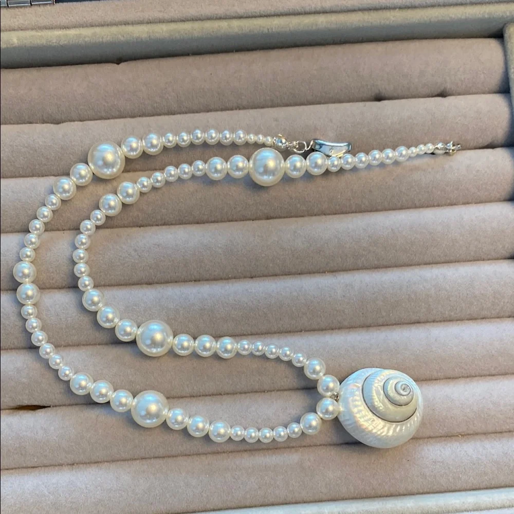 Handmade Natural Aurora Sea Snail & Swarovski Pearl Necklace😎✨CCO - Picture 3 of 3